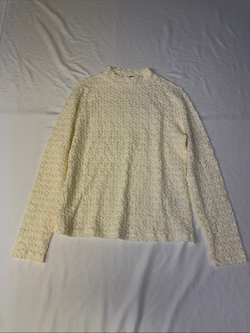 CHARLIE B Cream Textured Mock-Neck Long Sleeve Top
